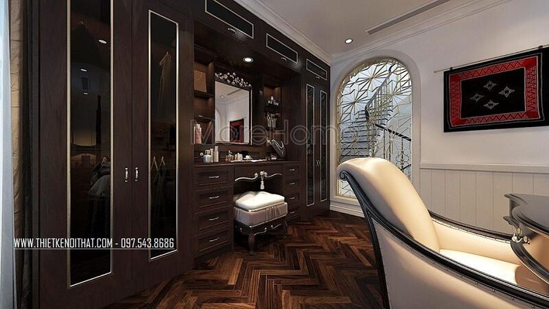 Mẫu tủ quần áo đẹp được làm bằng gỗ tự nhiên kết hợp cửa kính sang trọng