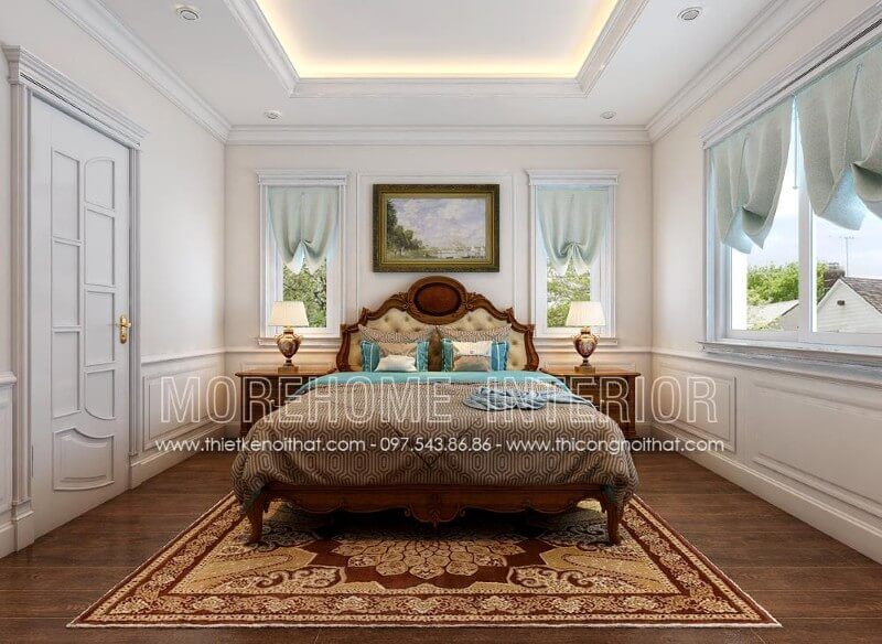 Lựa chọn giường ngủ gỗ óc chó bọc da dầu giường tại Hà Nội phong cách tân cổ điển