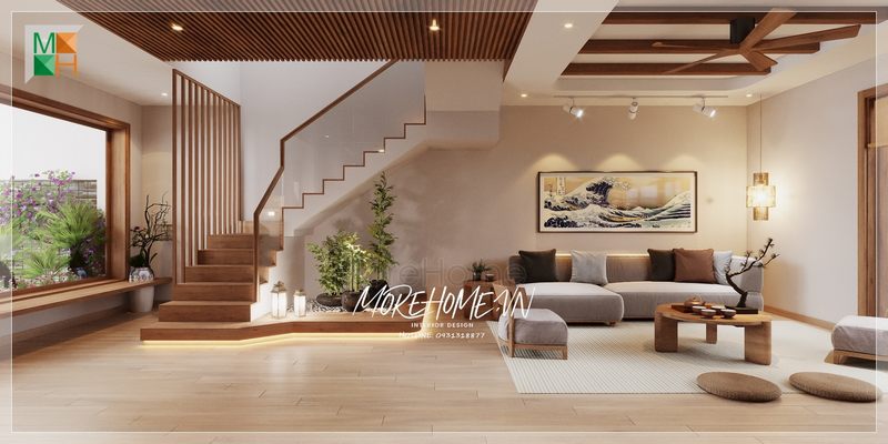 Cầu thang gỗ kính hiện đại thẩm mỹ cao cho không gian mang lại sự thoáng đãng cho ngôi nhà