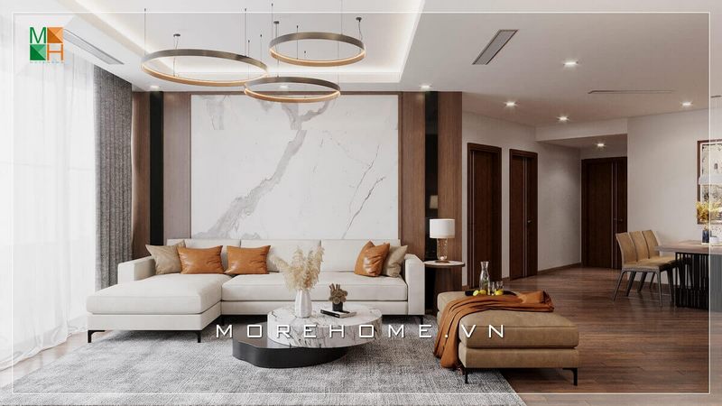 Ấn tượng với mẫu thiết kế phòng khách mang vẻ đẹp sang trọng, tinh tế cho chung cư phong cách hiện đại