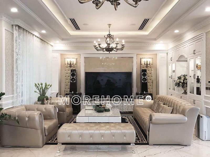 Sofa da chần nút được sản xuất bởi nghệ nhân Moresofa