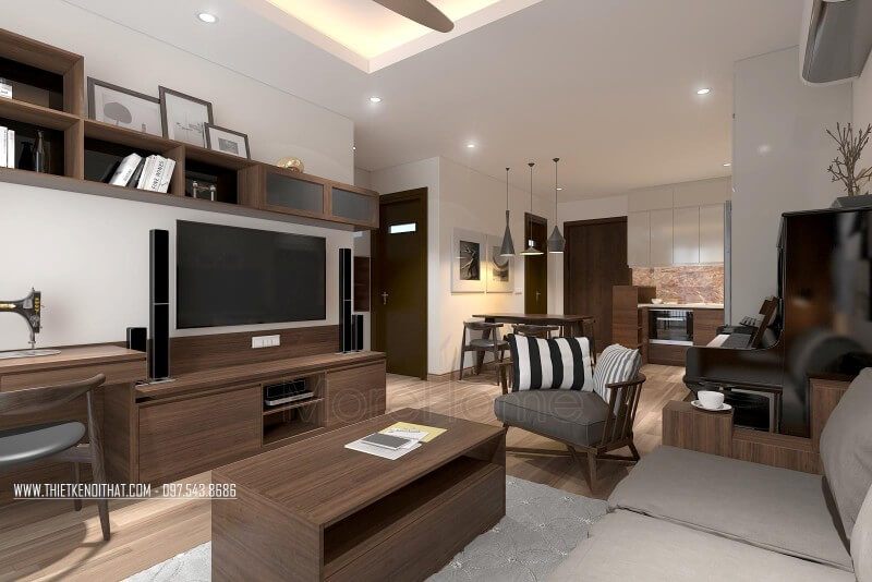 Lựa chọn kệ ti vi gỗ cho phòng khách chung cư hiện đại