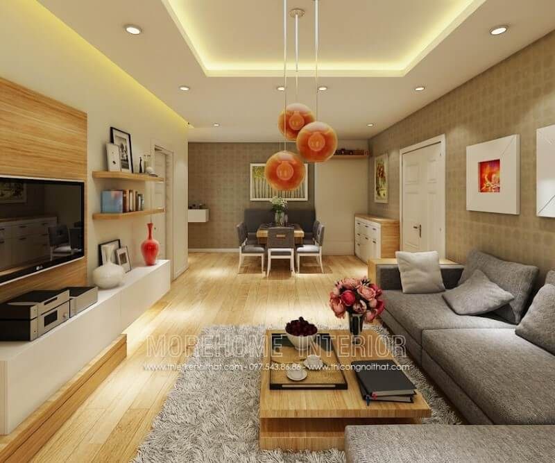 Bàn trà sản xuất từ gỗ tự nhiên theo phong cách hiện đại mang đến vẻ đẹp quý phái cho phòng khách chung cư