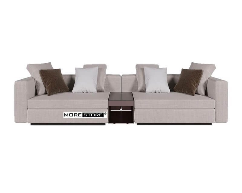 Mẫu sofa đẹp bọc da cao cấp màu be với kiểu dáng đơn giản phù hợp với không gian phòng khách chung cư, nhà phố